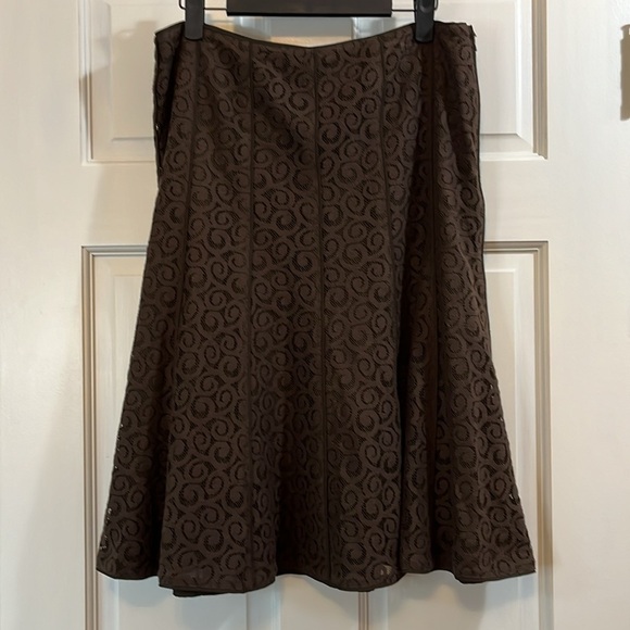 Sigrid Olsen Dresses & Skirts - Sigrid Olsen Chocolate Brown Swirl Structured Fit & Flare Skirt - Size 6